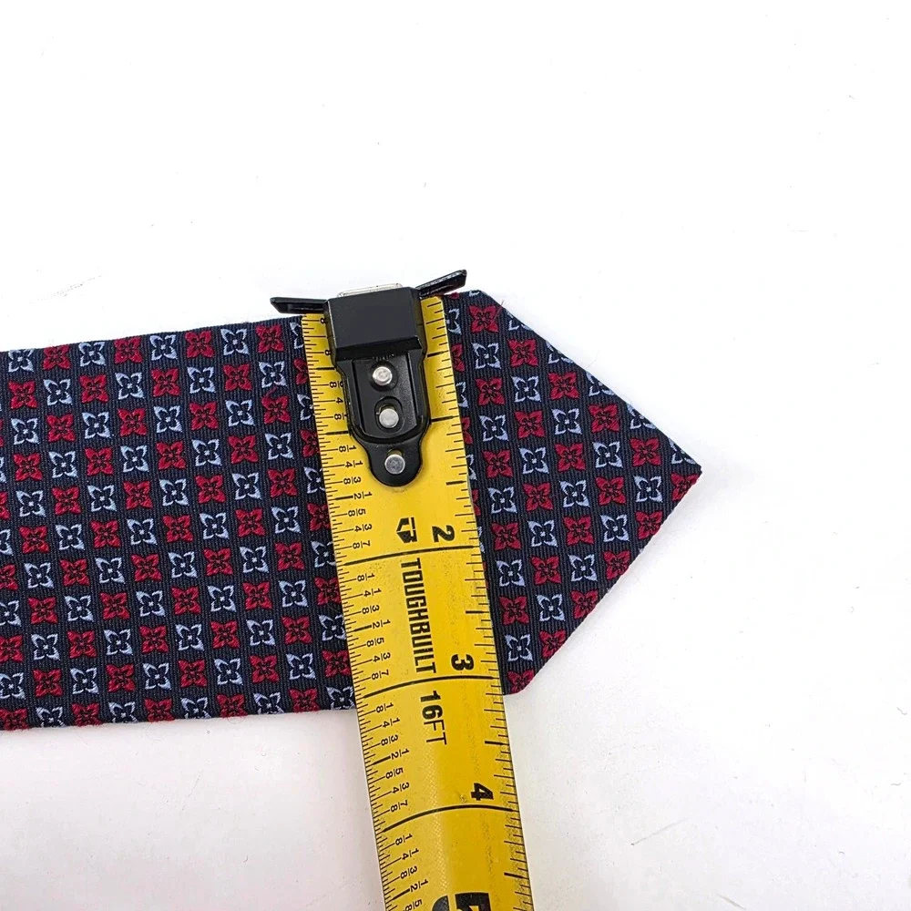 Brooks Brothers 346 Mens Pure Silk Tie Navy Red Geometric Floral Medallion